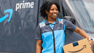 Amazon delivery person with van